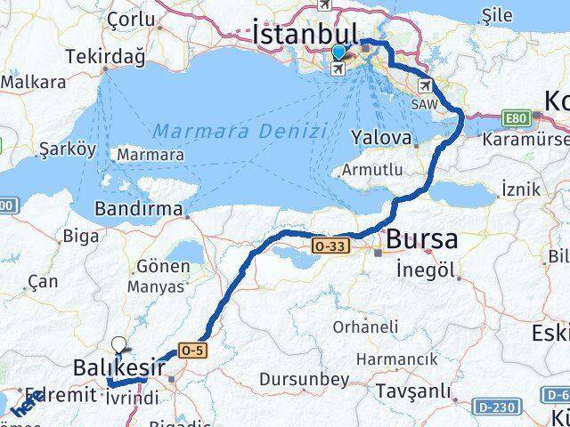 Yenibosna Balya Arası Kaç Km - Yol Tarifi