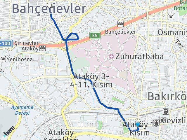 Ataköy 1. Kısım Bahçelievler Arası Kaç Km - Yol Tarifi