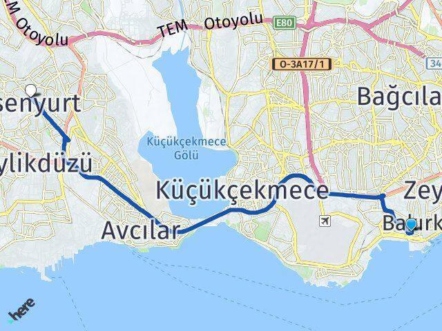 Ataköy 1. Kısım Esenyurt Arası Kaç Km - Yol Tarifi