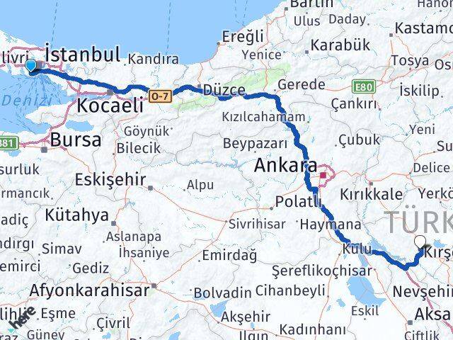 Ataköy 3-4-11. Kısım Kırşehir Arası Kaç Km - Yol Tarifi