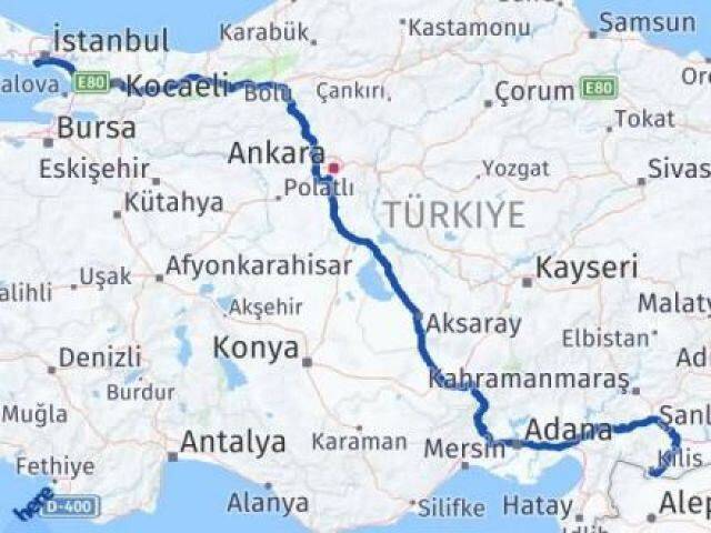 İstanbul Bakırköy Kilis Arası Kaç Km - Yol Haritası