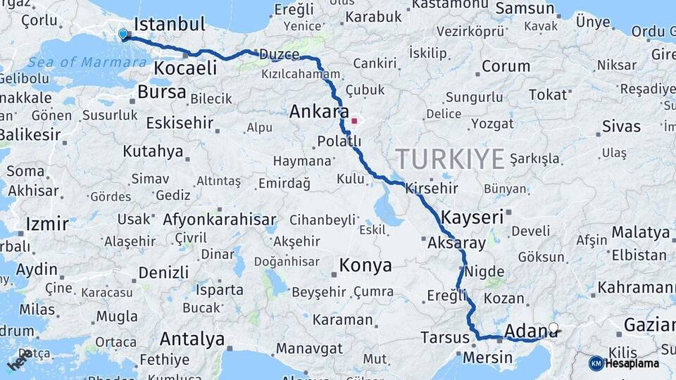 İstanbul Bakırköy Osmaniye Arası Kaç Km - Yol Haritası