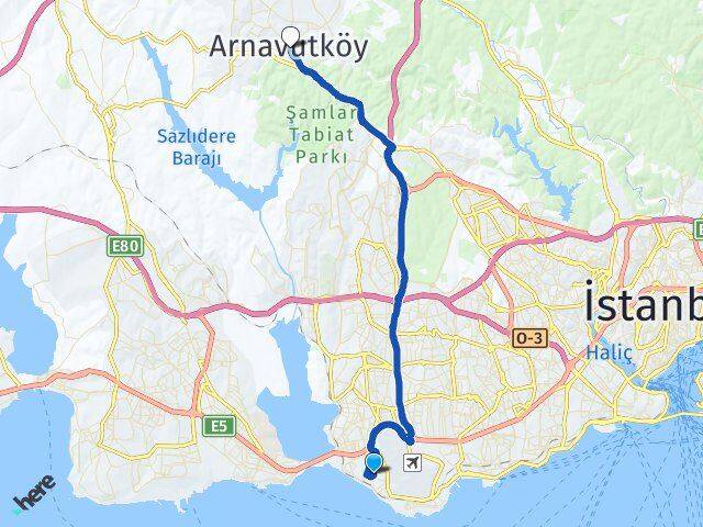 Şenlikköy Arnavutköy Arası Kaç Km - Yol Tarifi