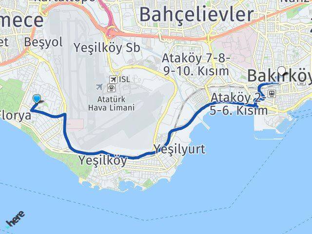 Şenlikköy Bakırköy Arası Kaç Km - Yol Tarifi