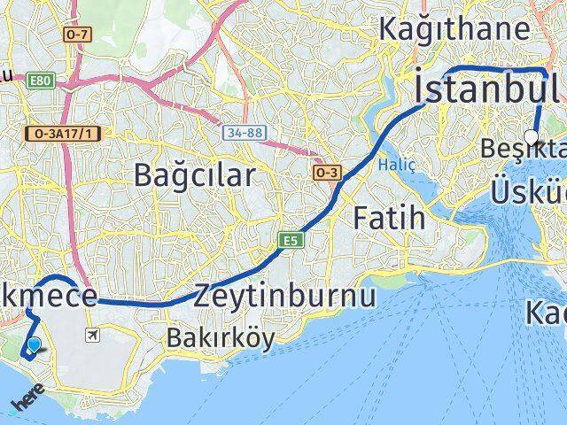 Şenlikköy Beşiktaş Arası Kaç Km - Yol Tarifi