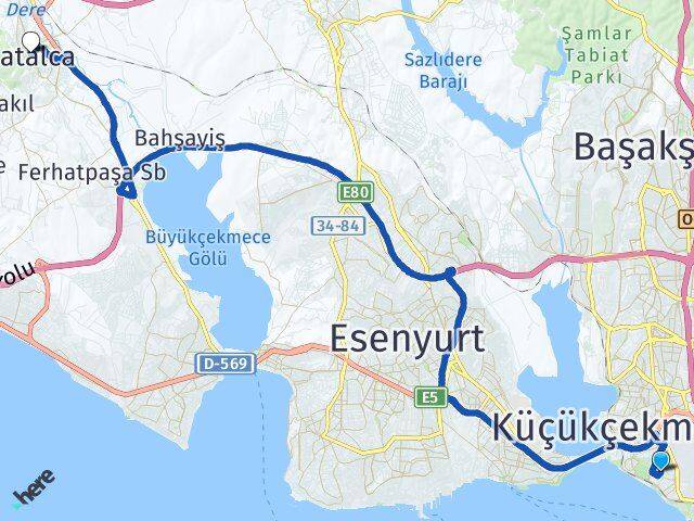 Şenlikköy Çatalca Arası Kaç Km - Yol Tarifi