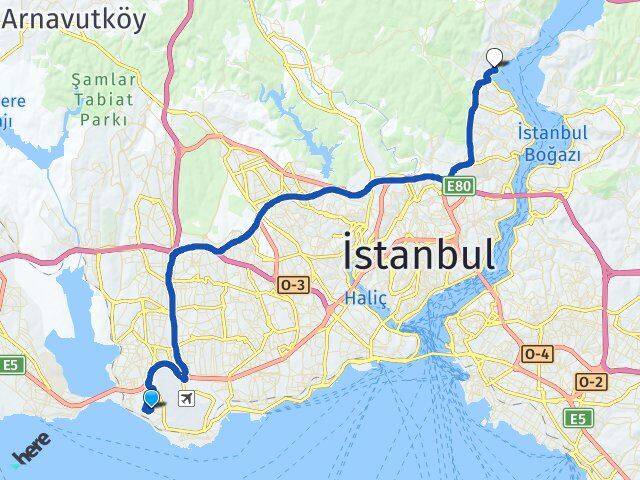 Şenlikköy Sarıyer Arası Kaç Km - Yol Tarifi