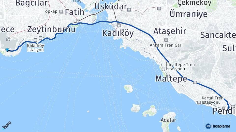 Yeşilköy Pendik Arası Kaç Km - Yol Tarifi