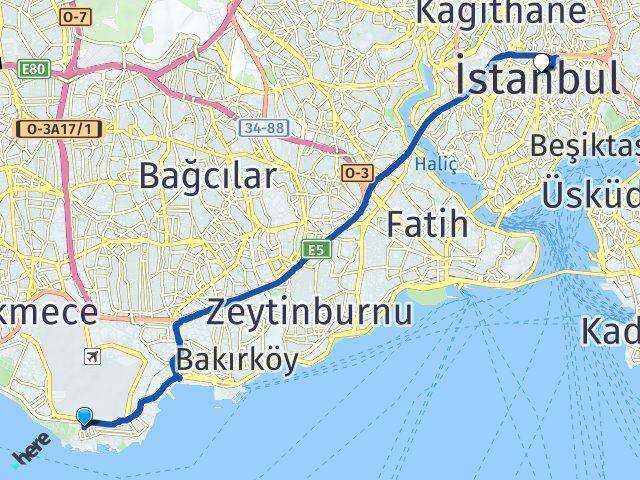 Yeşilköy Şişli Arası Kaç Km - Yol Tarifi