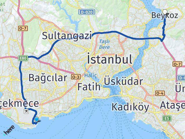 Yeşilyurt Beykoz Arası Kaç Km - Yol Tarifi