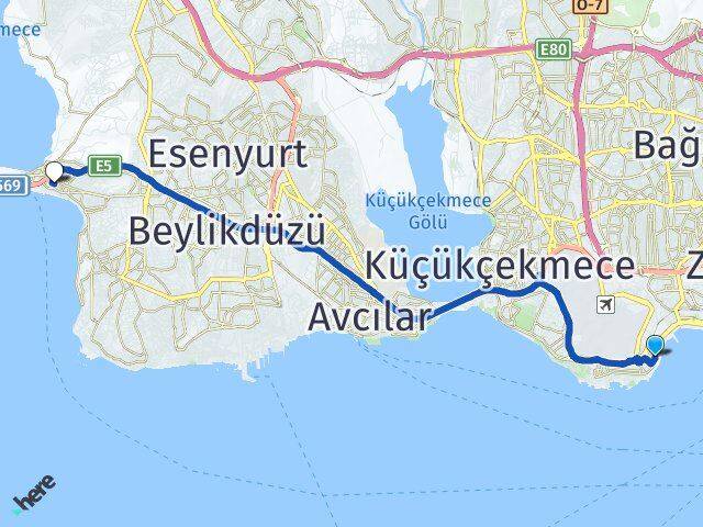 Yeşilyurt Büyükçekmece Arası Kaç Km - Yol Tarifi
