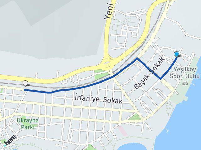 İstanbul Bakırköy Yeşilyurt Yeşilköy Bakırköy Arası Kaç Km - Yol Haritası