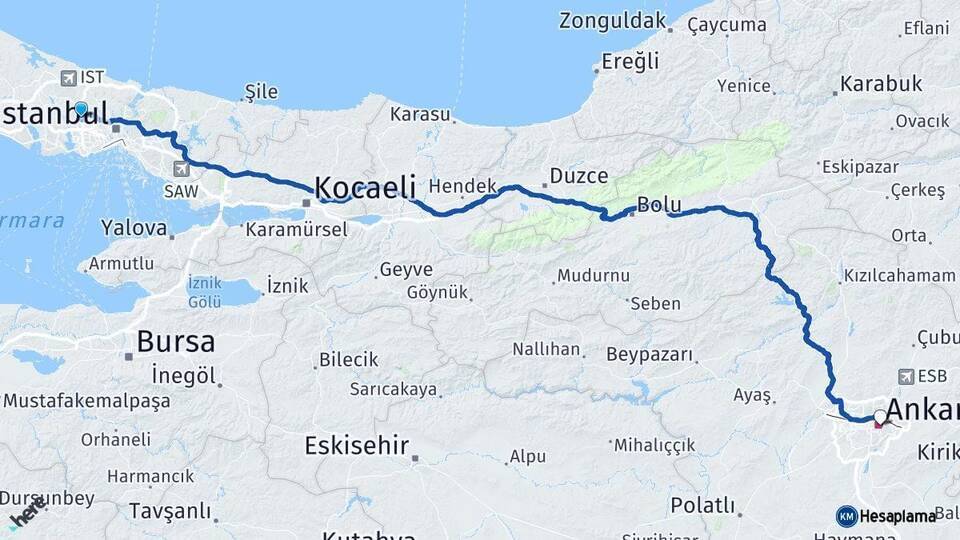 Başakşehir Ankara Arası Kaç Km - Yol Tarifi