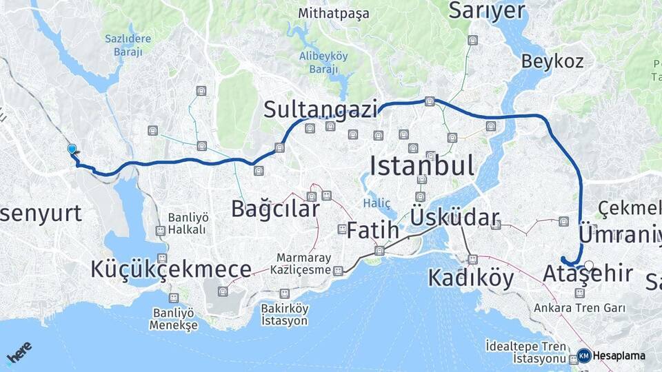 Bahçeşehir 1. Kısım Ataşehir Arası Kaç Km - Yol Tarifi