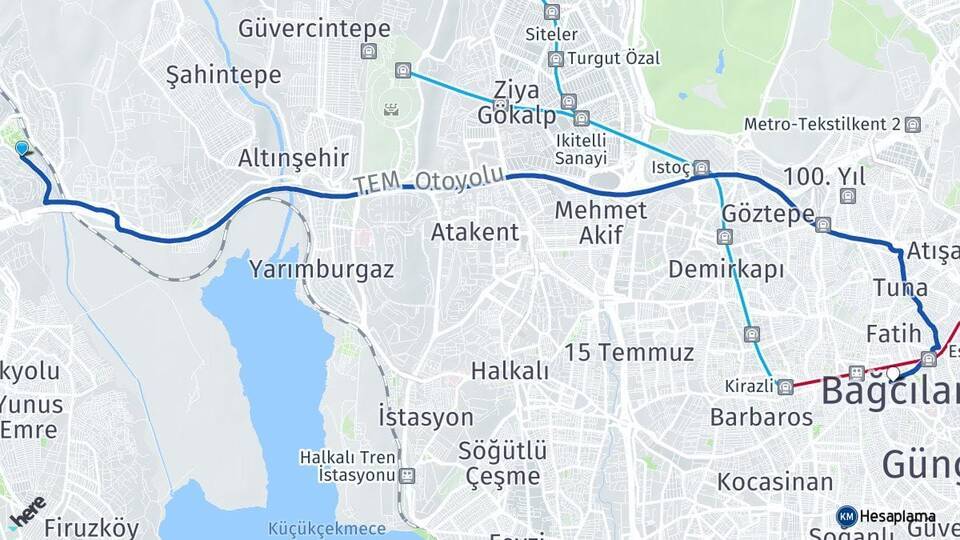 Bahçeşehir 1. Kısım Bağcılar Arası Kaç Km - Yol Tarifi