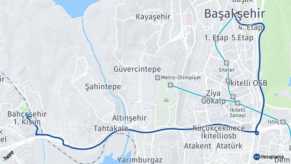 Bahçeşehir 1. Kısım Başakşehir Arası Kaç Km - Yol Tarifi