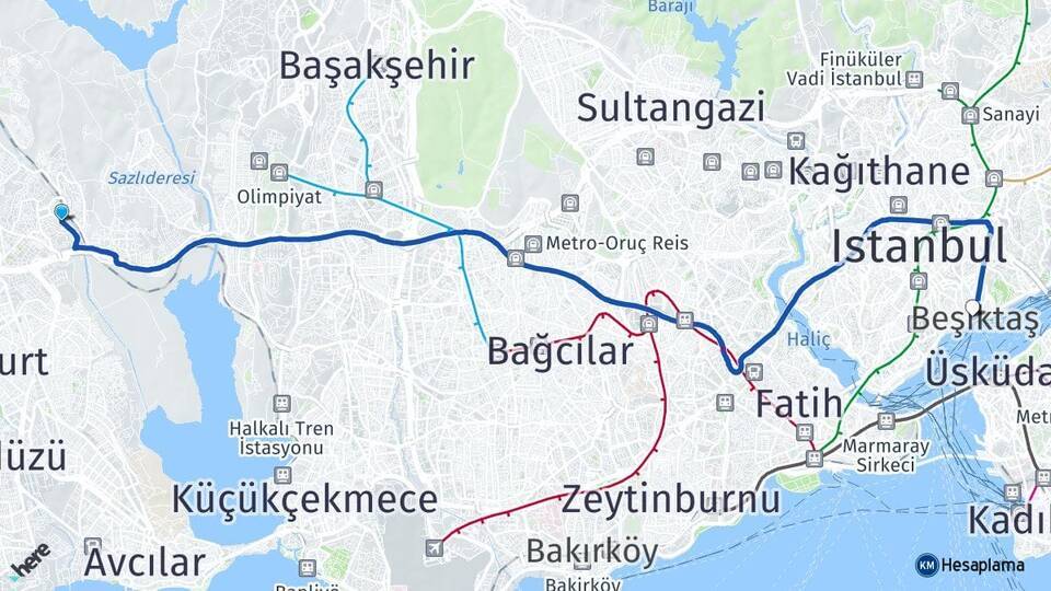 Bahçeşehir 1. Kısım Beşiktaş Arası Kaç Km - Yol Tarifi