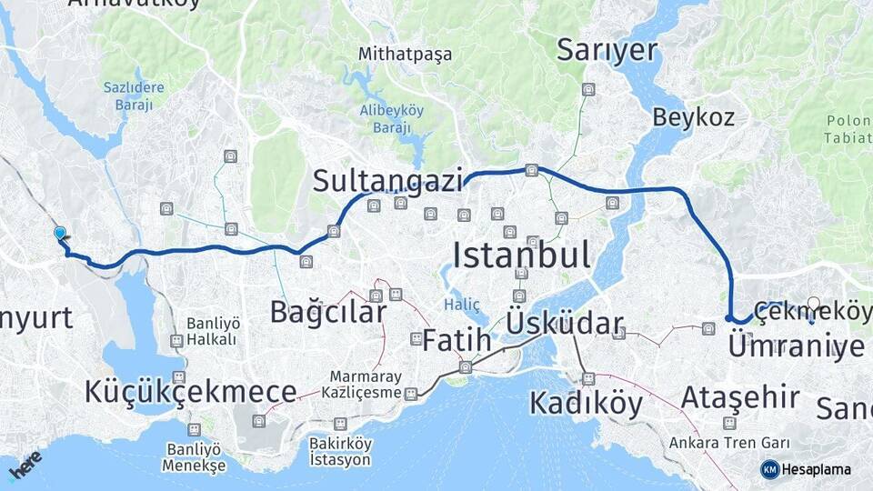 Bahçeşehir 1. Kısım Çekmeköy Arası Kaç Km - Yol Tarifi