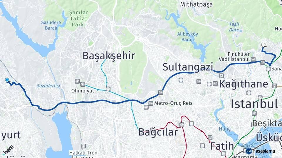 Bahçeşehir 2. Kısım Ayazağa Arası Kaç Km - Yol Tarifi