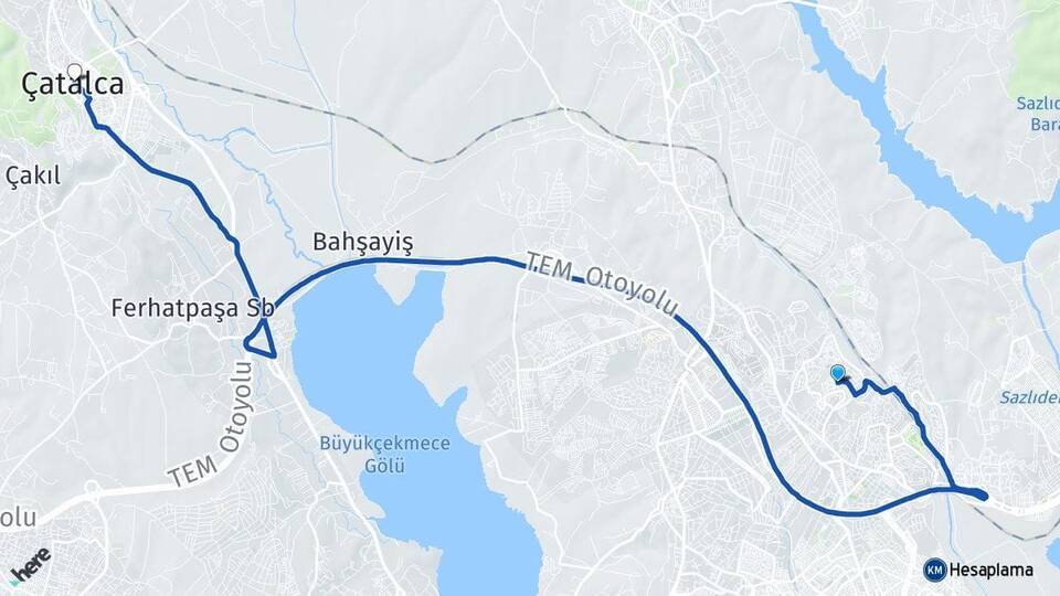 Bahçeşehir 2. Kısım Çatalca Arası Kaç Km - Yol Tarifi