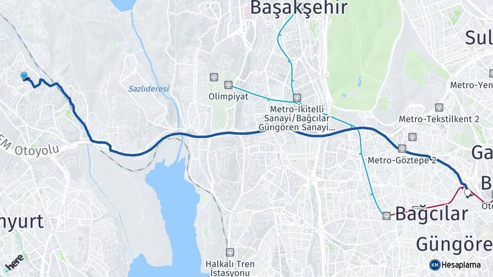 Bahçeşehir 2. Kısım Esenler Arası Kaç Km - Yol Tarifi