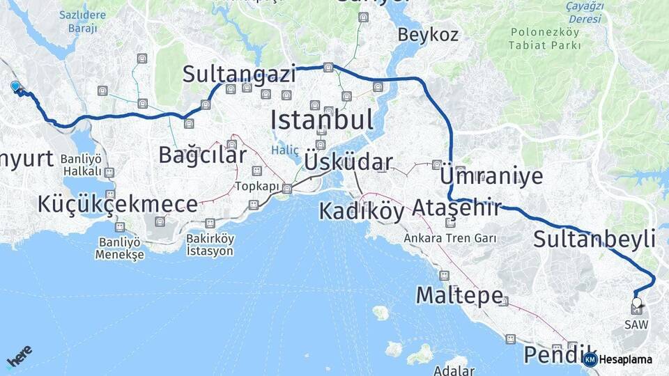 Bahçeşehir 2. Kısım Sabiha Gökçen Havalimanı Arası Kaç Km - Yol Tarifi