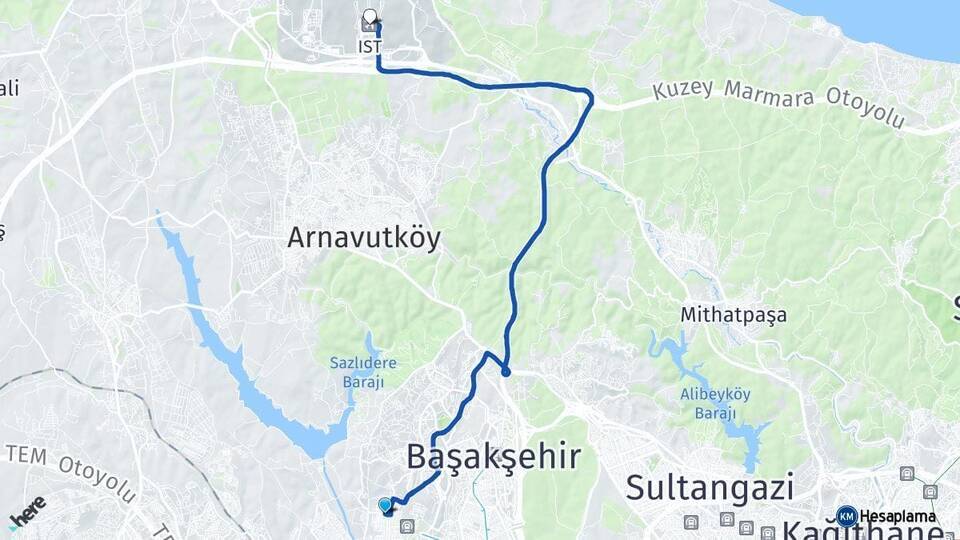 Güvercintepe İstanbul Havalimanı Arası Kaç Km - Yol Tarifi