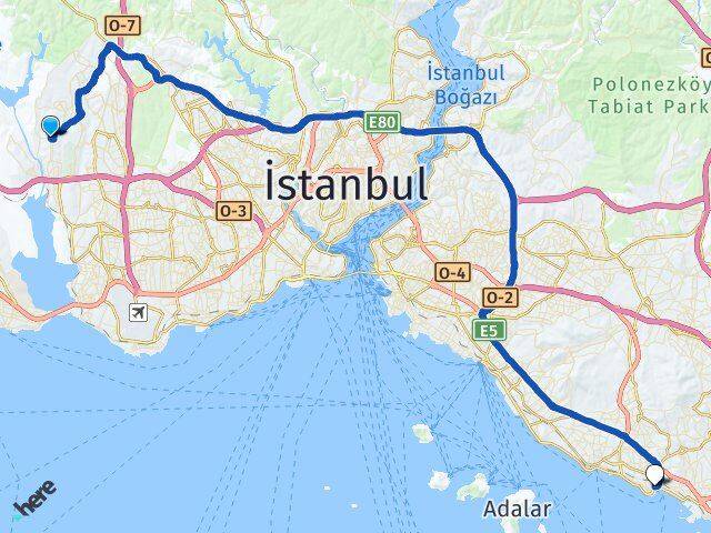 İstanbul Başakşehir Güvercintepe Pendik Arası Kaç Km - Yol Haritası