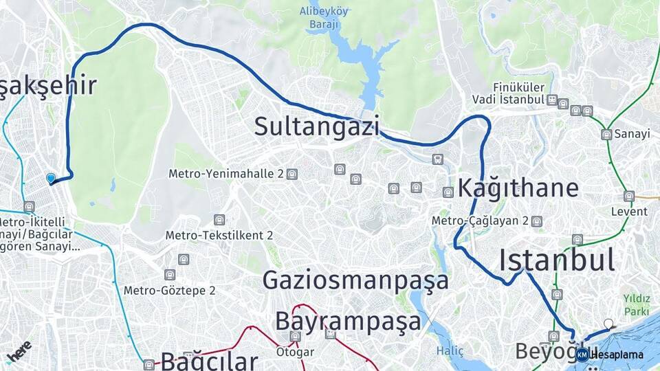 İkitelli OSB Beşiktaş Arası Kaç Km - Yol Tarifi