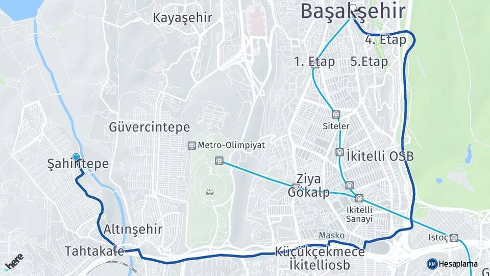 Şahintepe Başakşehir Arası Kaç Km - Yol Tarifi