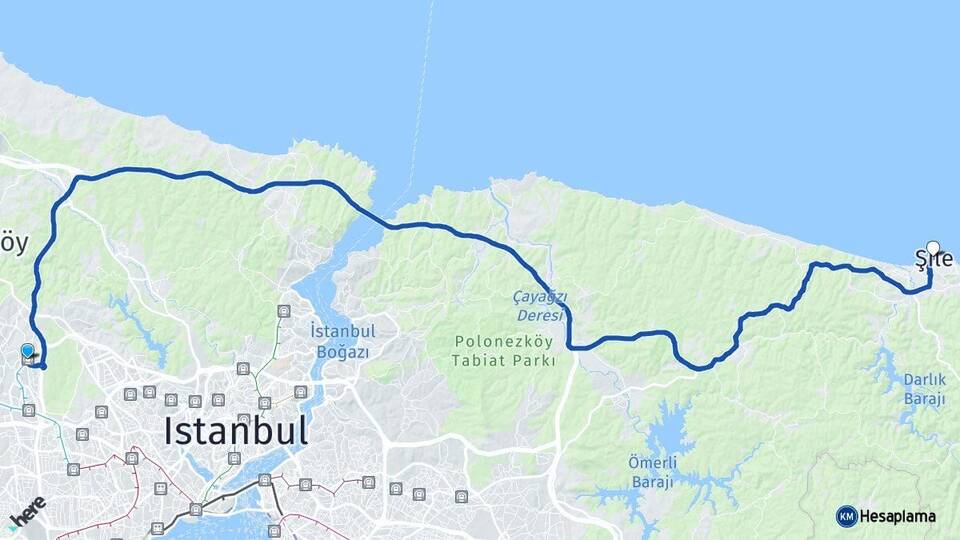 İstanbul Başakşehir Şile Arası Kaç Km - Yol Haritası