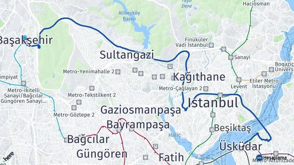 Başakşehir Üsküdar Arası Kaç Km - Yol Tarifi