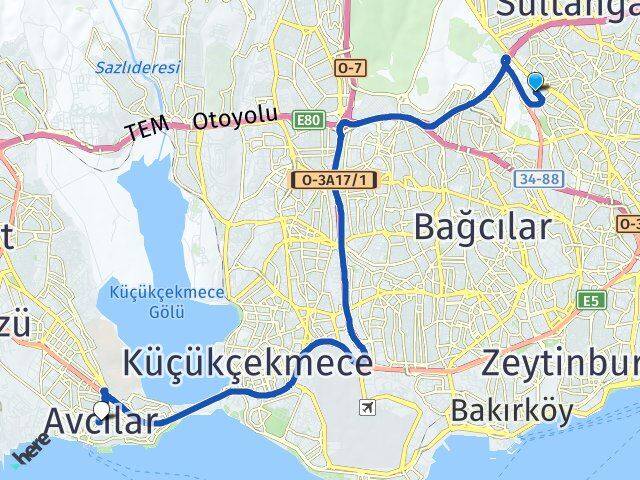 Cevatpaşa Avcılar Arası Kaç Km - Yol Tarifi