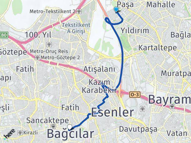 Cevatpaşa Bağcılar Arası Kaç Km - Yol Tarifi
