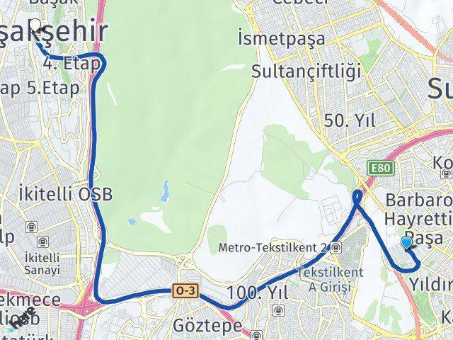 Cevatpaşa Başakşehir Arası Kaç Km - Yol Tarifi