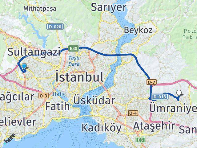 Cevatpaşa Çekmeköy Arası Kaç Km - Yol Tarifi