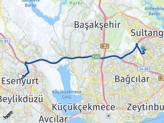 Cevatpaşa Esenyurt Arası Kaç Km - Yol Tarifi