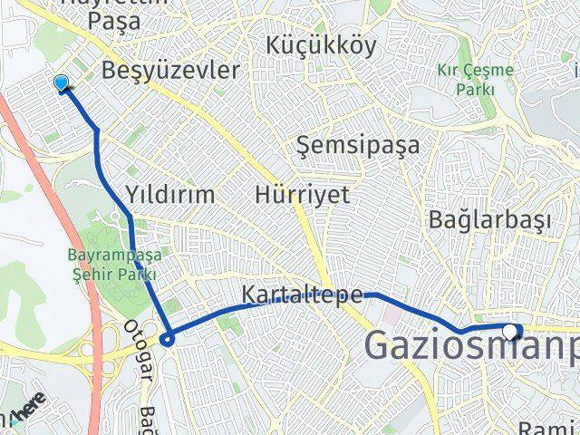 Cevatpaşa Gaziosmanpaşa Arası Kaç Km - Yol Tarifi
