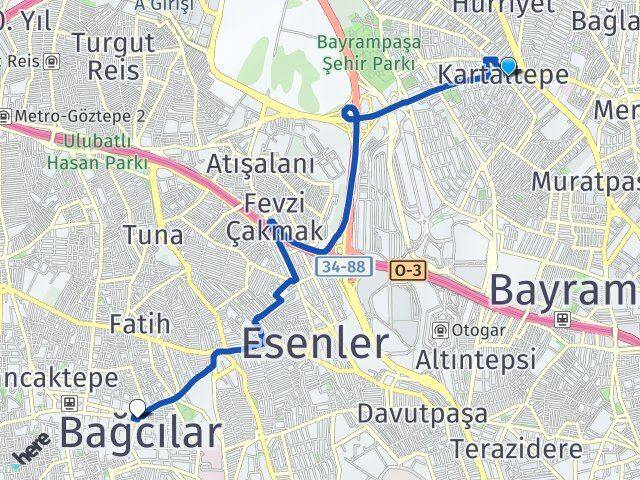 Kartaltepe Bağcılar Arası Kaç Km - Yol Tarifi