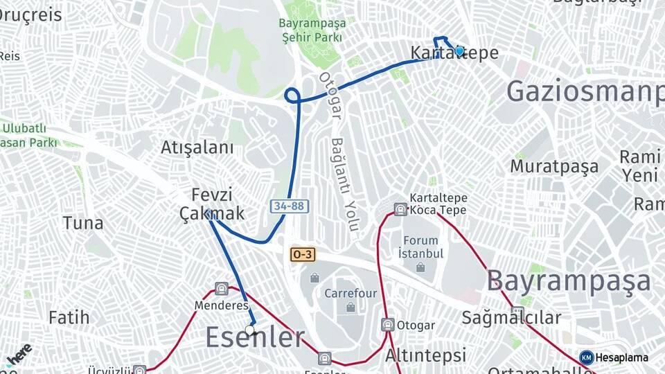 Kartaltepe Esenler Arası Kaç Km - Yol Tarifi