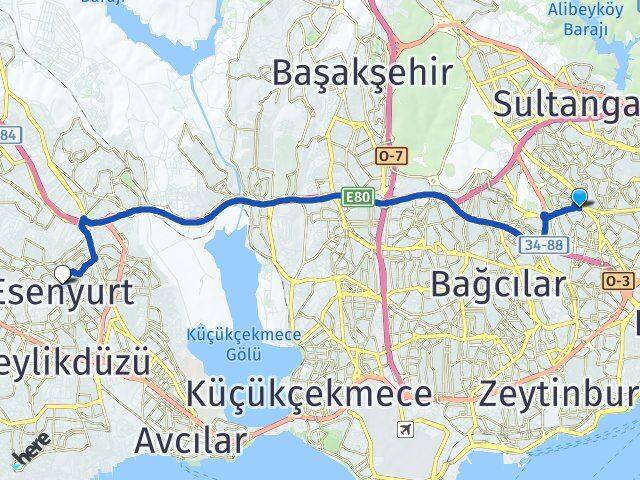 Kartaltepe Esenyurt Arası Kaç Km - Yol Tarifi