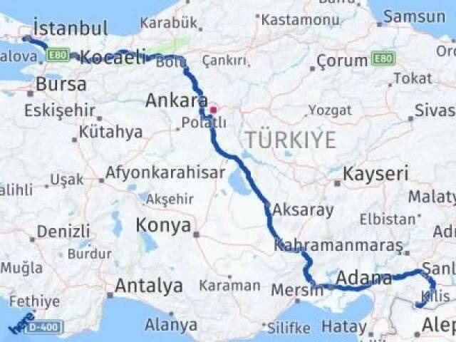 İstanbul Bayrampaşa Kilis Arası Kaç Km - Yol Haritası
