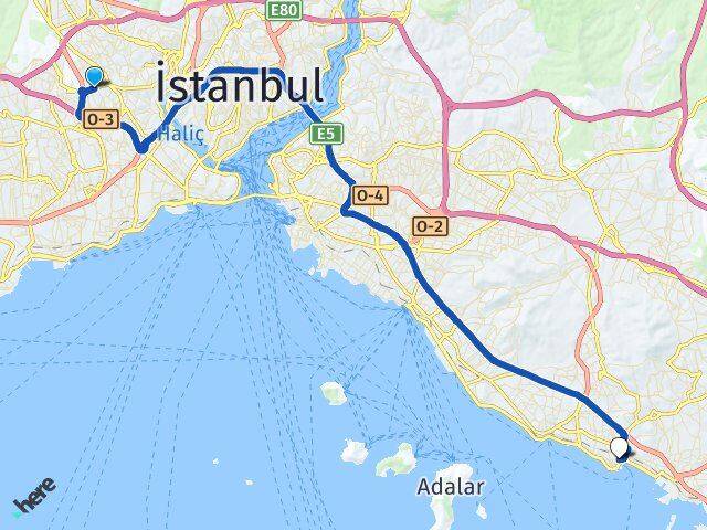 İstanbul Bayrampaşa Kocatepe Pendik Arası Kaç Km - Yol Haritası