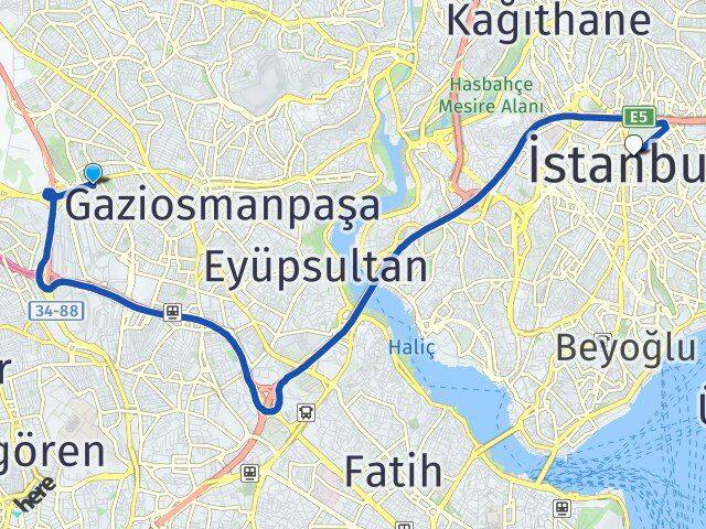 İstanbul Bayrampaşa Kocatepe Şişli Arası Kaç Km - Yol Haritası
