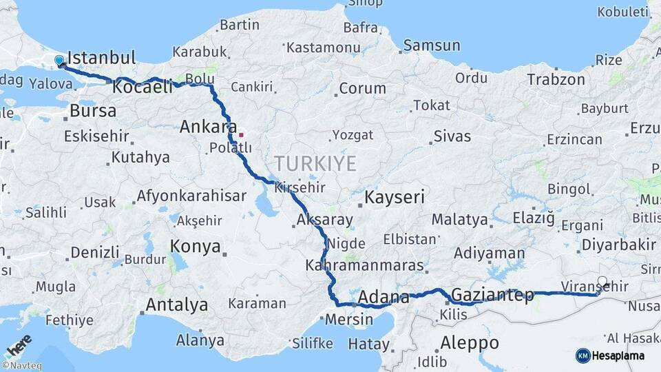 İstanbul Bayrampaşa Mardin Arası Kaç Km - Yol Haritası