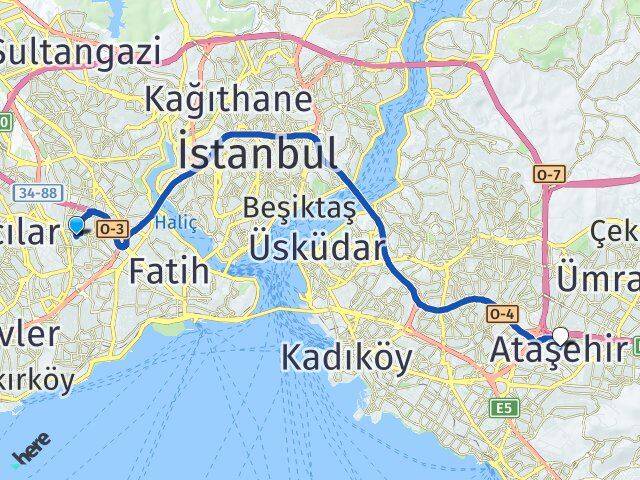Terazidere Ataşehir Arası Kaç Km - Yol Tarifi