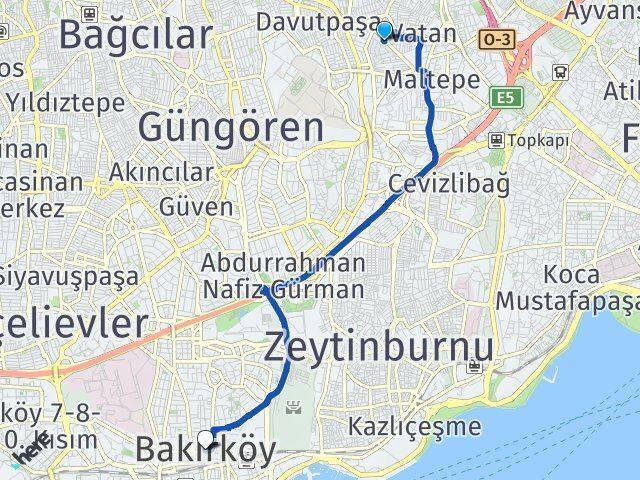 Terazidere Bakırköy Arası Kaç Km - Yol Tarifi