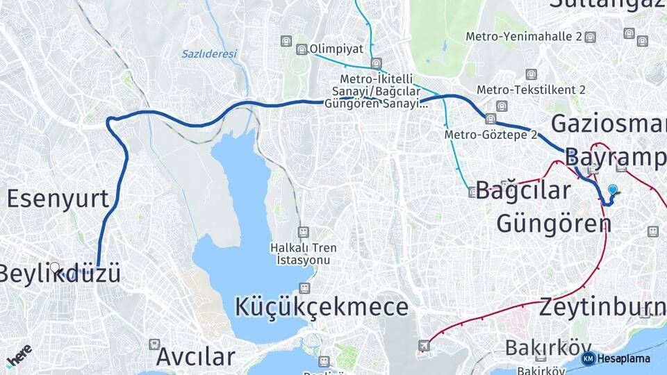 Terazidere Beylikdüzü Arası Kaç Km - Yol Tarifi