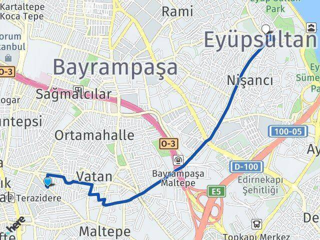Terazidere Eyüpsultan Arası Kaç Km - Yol Tarifi