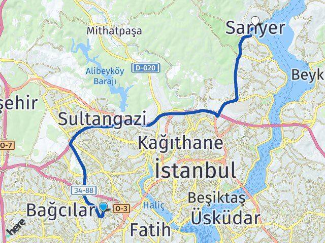 Terazidere Sarıyer Arası Kaç Km - Yol Tarifi